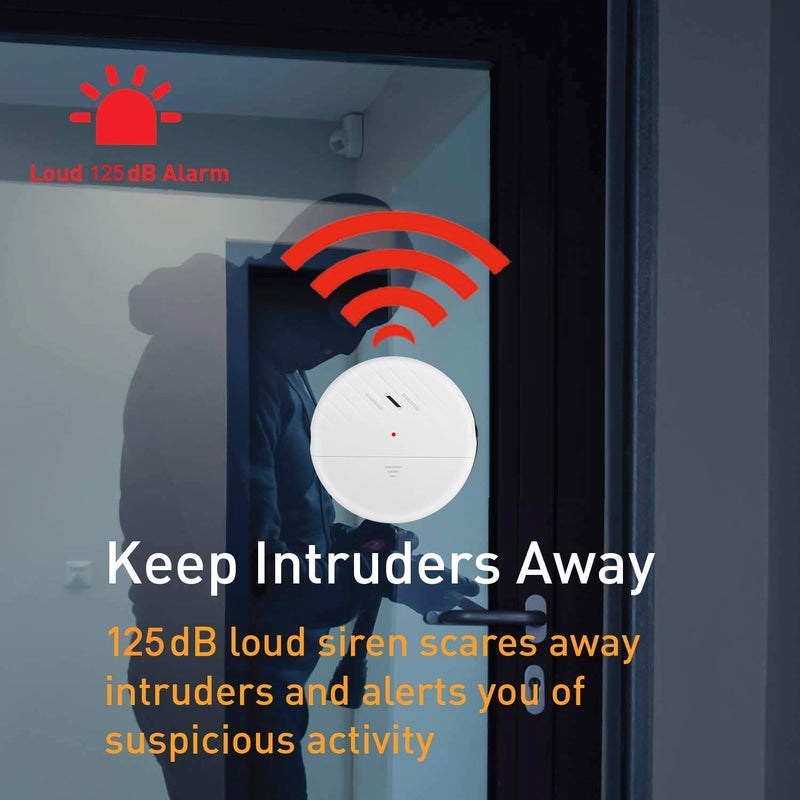 EverNary Window Vibration Alarm,6Pack 125dB Loud Ultra-Slim Anti-Theft Alarm for Door and Window Glass Break Sensor Alert with Adjustable Sensitivity (6, White) - Image 4